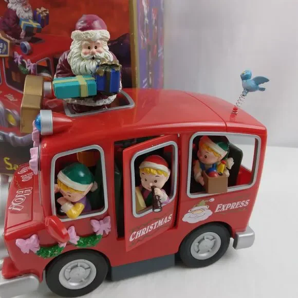 Vtg Action Musical Santa on Delivery Moving Music Box "Santa Is Coming to Town" - Picture 3 of 15